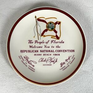 Republican National Convention Souvenir Plate 1968 Miami Beach Florida
